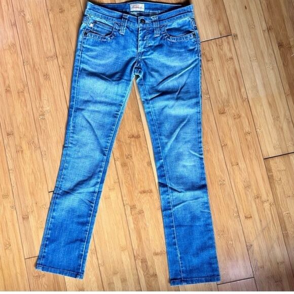 Frankie B. Vintage Light Blue Jeans with Tan Accents - Picture 7 of 8